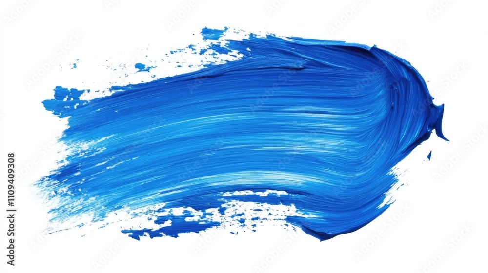 Vibrant blue paint stroke on a white background, showcasing fluid motion and rich texture. Vibrant blue paint stroke on a white background, showcasing fluid motion and rich texture.