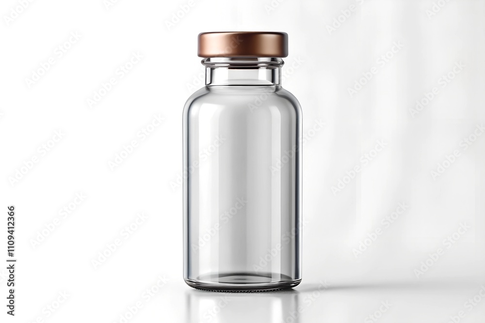 Medical glass bottle mockup on a white isolated background Medical glass bottle mockup on a white isolated background