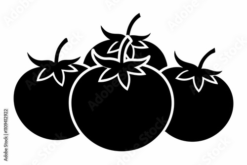 Silhouette icon of tomato vector illustration, tomato vegetable vector symbol in filled and outlined style, Tomato silhouette | isolated vector silhouette illustration on white background.