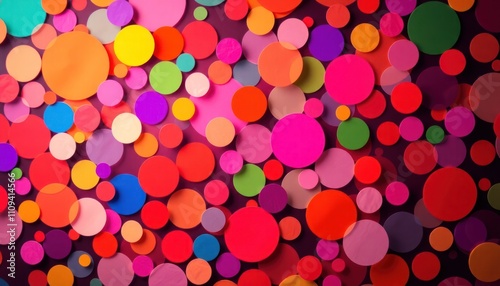 Abstract Background With Dot-Dot Circles - Blue, Yellow, Pink, Orange, and more - Very Cheerful And Colorful