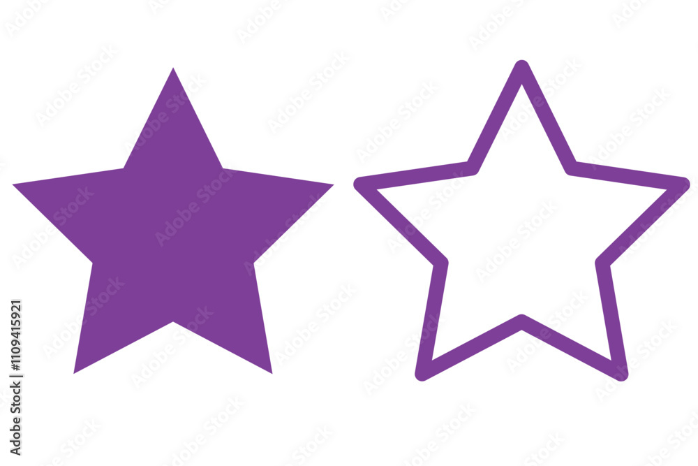 Obraz premium Star simple icons set designed in filled, outline, line and stroke style
