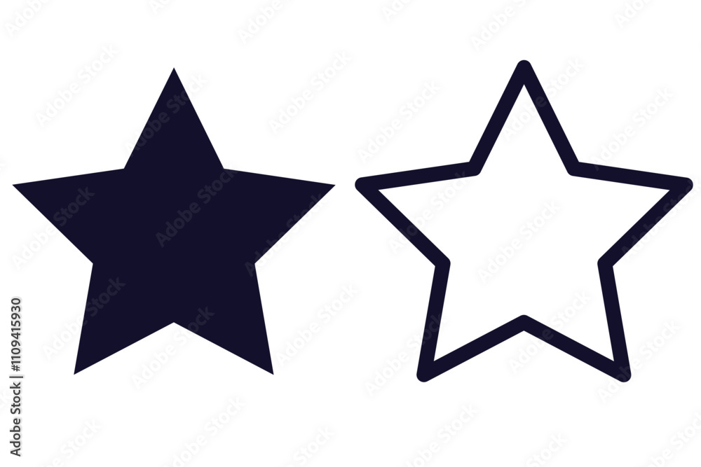 Star simple icons set designed in filled, outline, line and stroke style