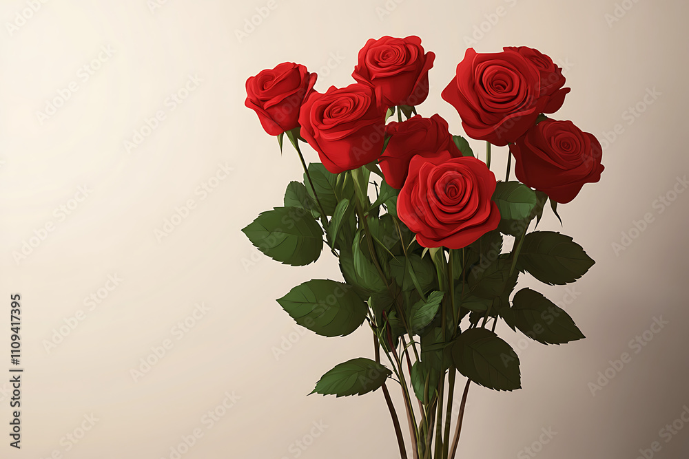 Fototapeta premium A bouquet of red roses arranged elegantly, symbolizing love and beauty.