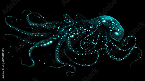 Abyssal kraken a colossal kraken with bioluminescent skin and te. Abyssal. Illustration