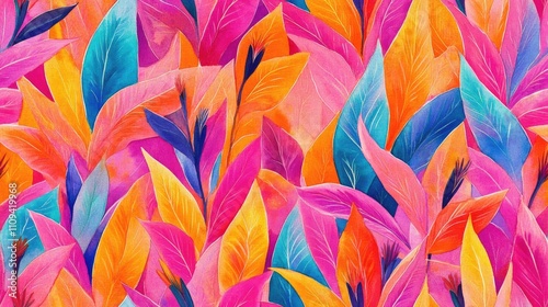 Bright tropical jungle leaves in a vibrant watercolor seamless pattern featuring strelitzia flowers ideal for fabric designs and home decor