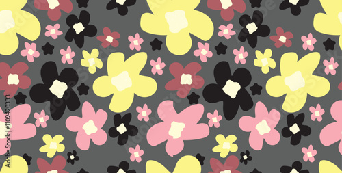 exotic hand drawn flowers print,abstract background