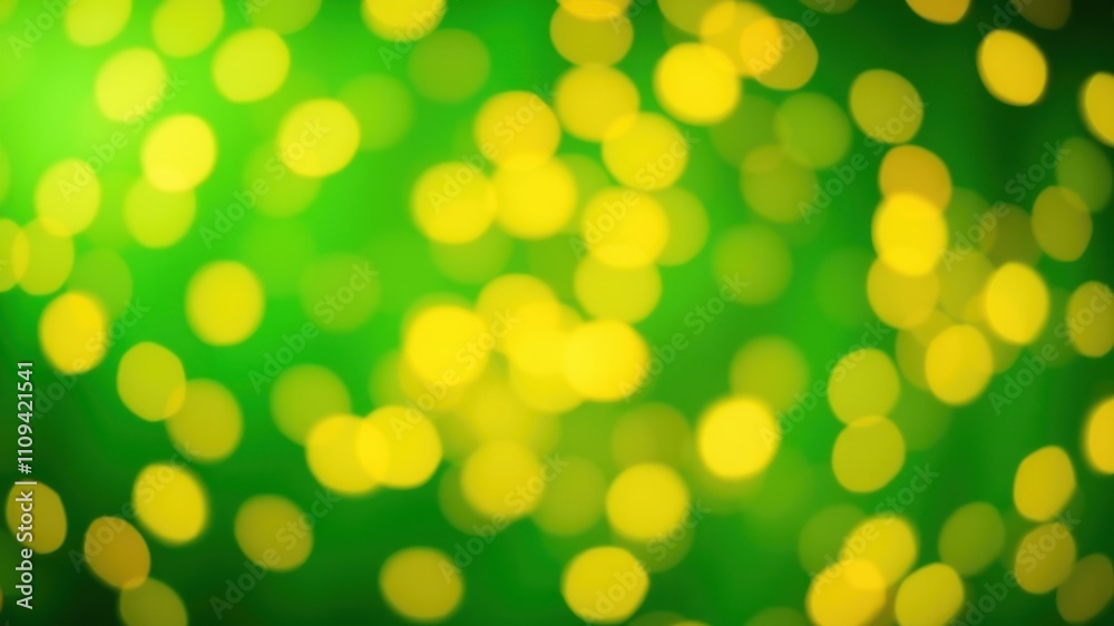 Obraz premium Abstract Green Background with Soft Yellow Bokeh Lights