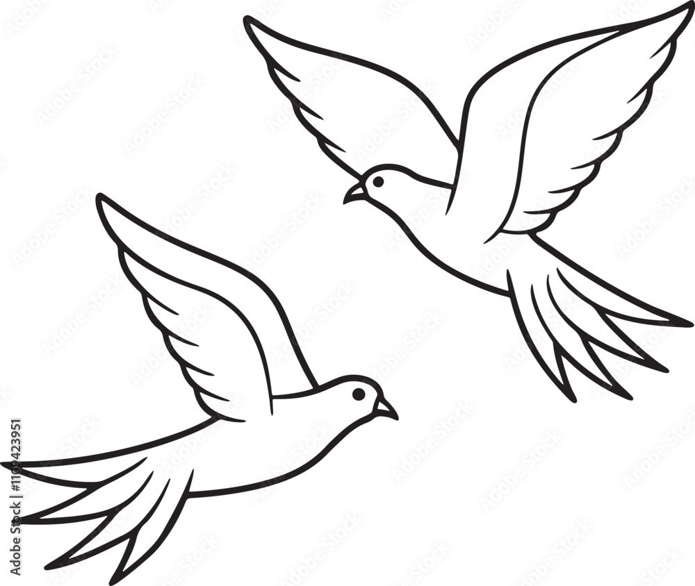 Fototapeta premium dove flying birds in the sky isolate white background, flying birds icon