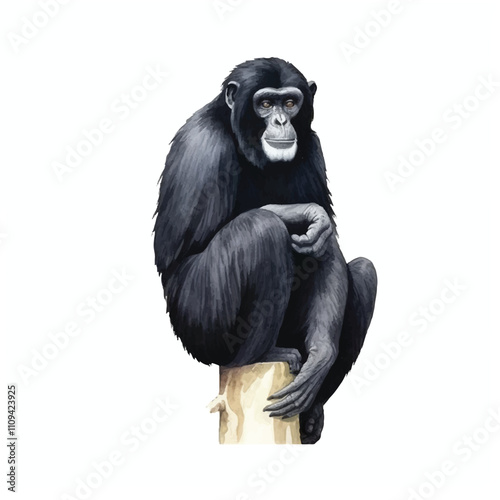 watercolor Siamang isolated white background