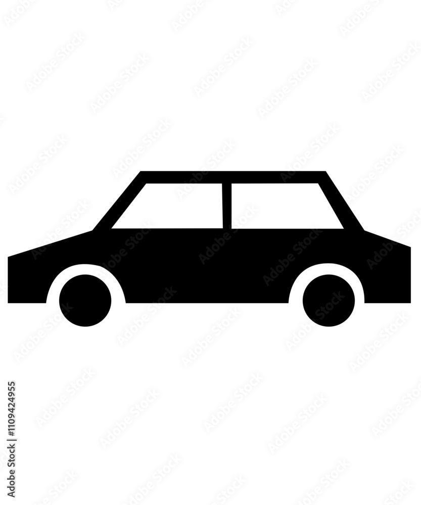 Car clip art design on plain white transparent isolated background for card, shirt, hoodie, sweatshirt, apparel, tag, mug, icon, poster or badge