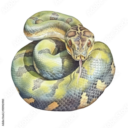 watercolor Snake isolated white background