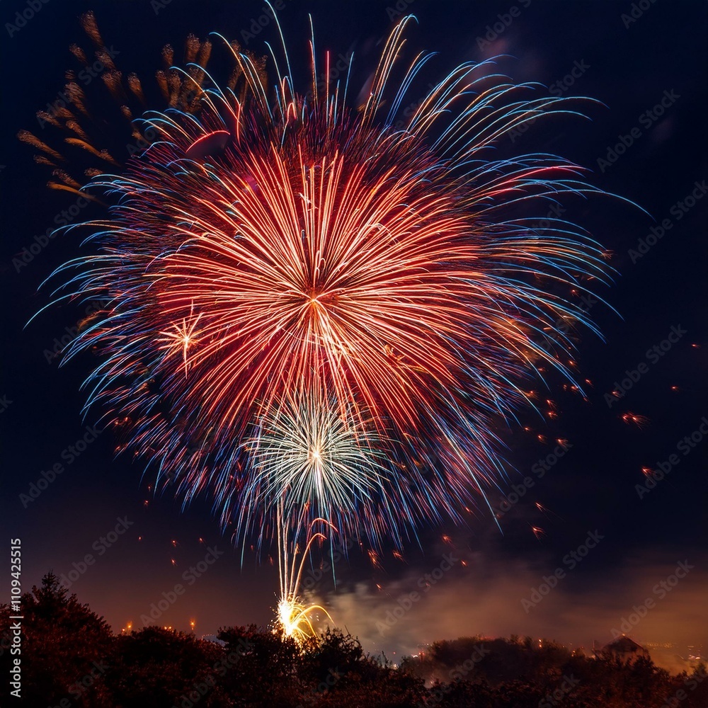 dazzling display of fireworks exploding in the night sky. dazzling display of fireworks exploding in the night sky.