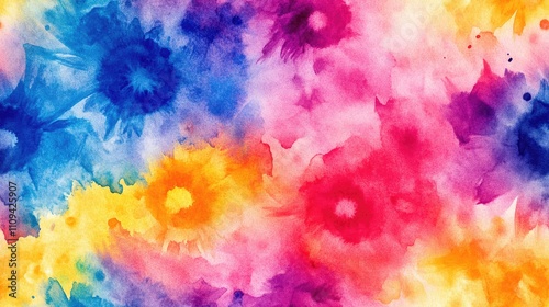 Wallpaper Mural Vibrant seamless watercolor pattern featuring multicolor splashes and abstract tie dye effects perfect for artistic backgrounds and textile design Torontodigital.ca