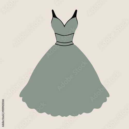 a black silhouette of a dress. The dress is a ball gown style