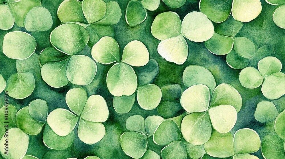 Seamless watercolor illustration of a beautiful clover pattern ideal for fabric and wallpaper design Seamless watercolor illustration of a beautiful clover pattern ideal for fabric and wallpaper design