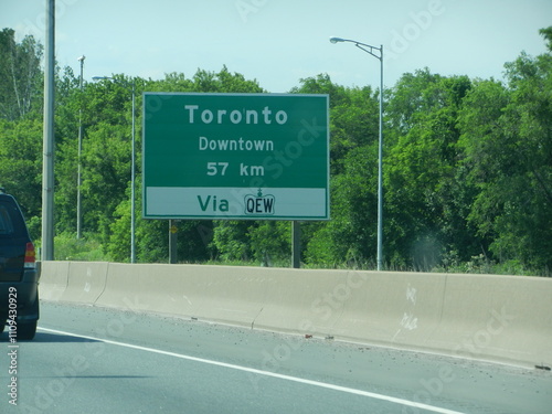 Photography Road Sign with Exit to Downtown Toronto