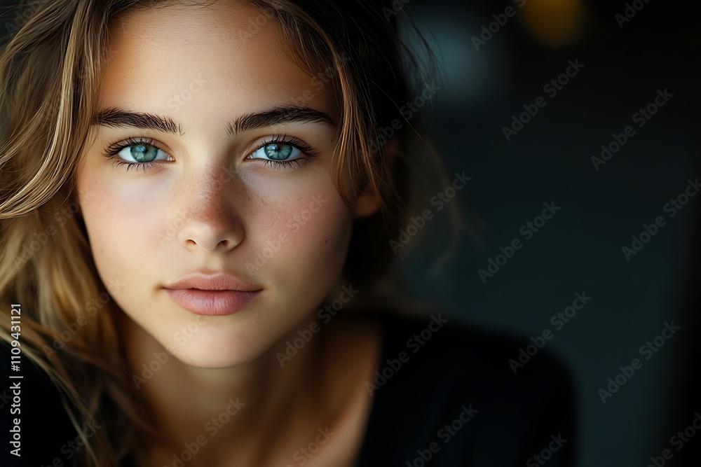 Warm Glow Portrait Young Asian Woman with Freckles Warm Glow Portrait Young Asian Woman with Freckles