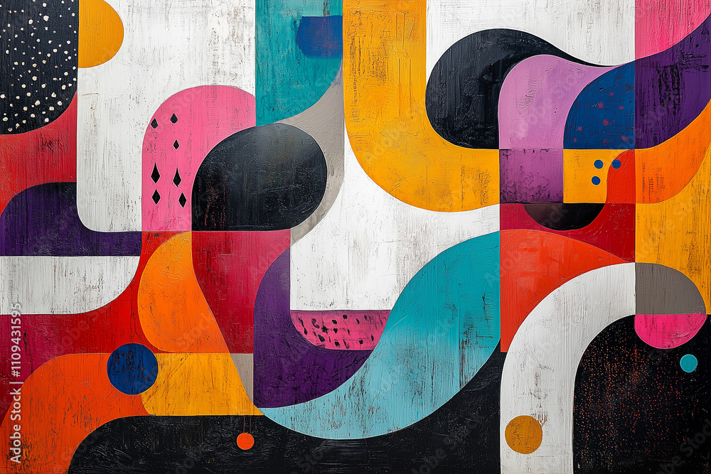 Bold geometric abstract art piece featuring a vibrant color palette enhancing visual depth Bold geometric abstract art piece featuring a vibrant color palette enhancing visual depth