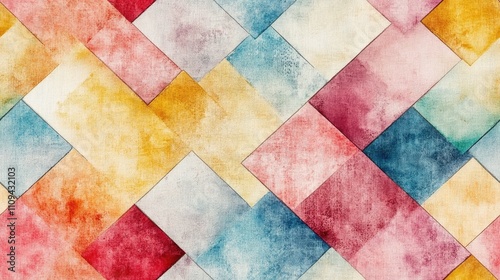 Geometric texture pattern featuring a vibrant watercolor effect ideal for textile design and background applications photo