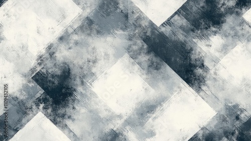 Seamless retro abstract pattern featuring white textured elements and gray dyed accents ideal for wall art and interior design