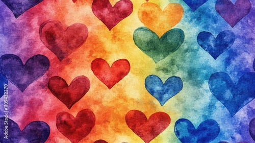 LGBT colors seamless pattern created with a smartphone application vibrant watercolor background