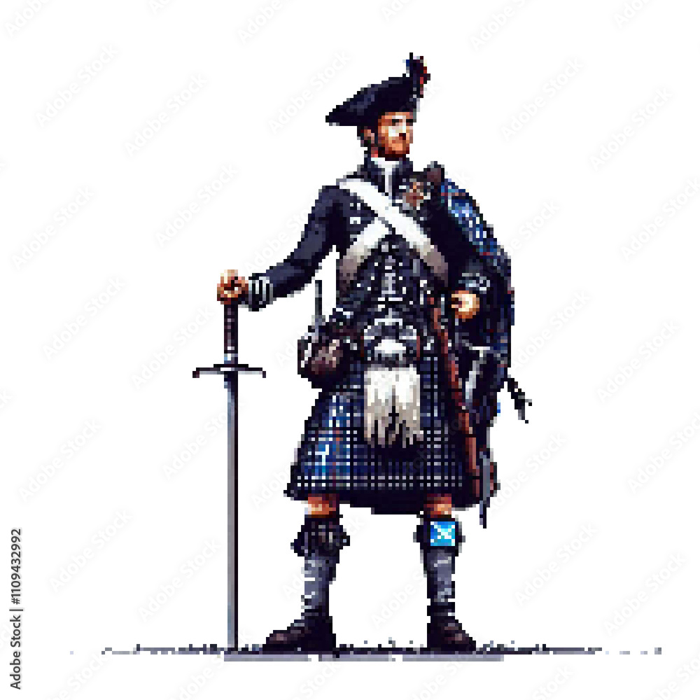 Pixel art Scottish soldier