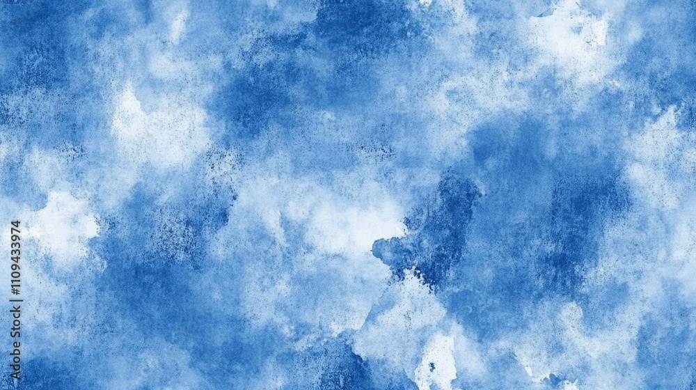 Obraz premium Blue watercolor background featuring artistic splashes seamless pattern design for textiles and wallpapers