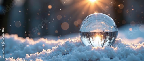 Magic Quartz Crystal Ball Winter Solstice Yule Ritual - Spiritual Healing photo