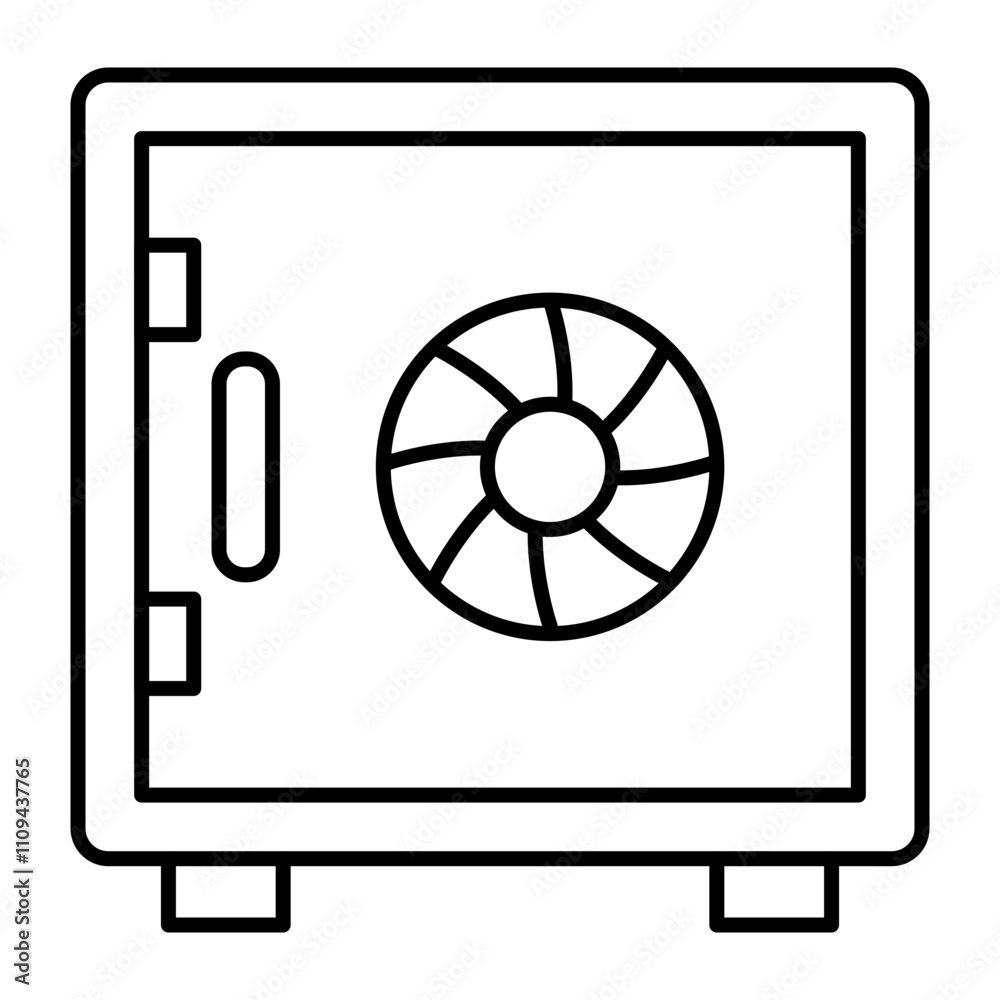 Safe Vault Vector Line Icon Design Safe Vault Vector Line Icon Design