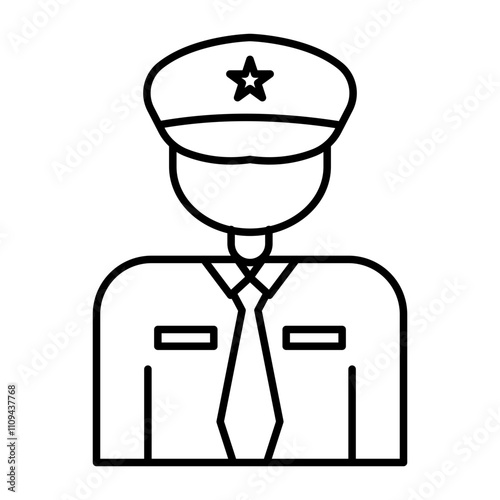 Security Guard Vector Line Icon Design