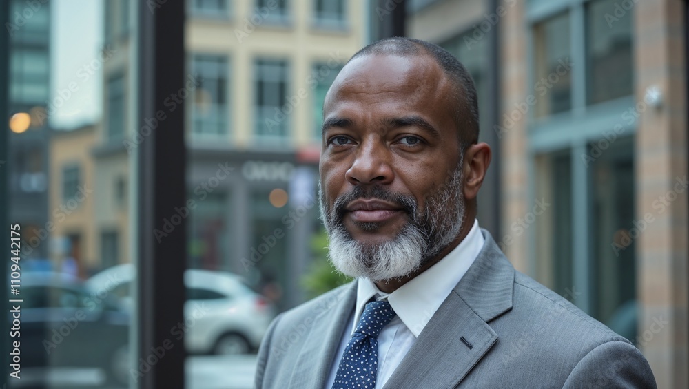 Fototapeta premium Senior African American business consultant in grey suit