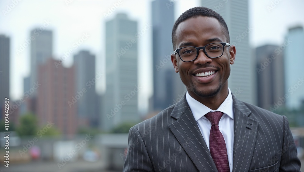 Young African American business consultant with glasses Young African American business consultant with glasses