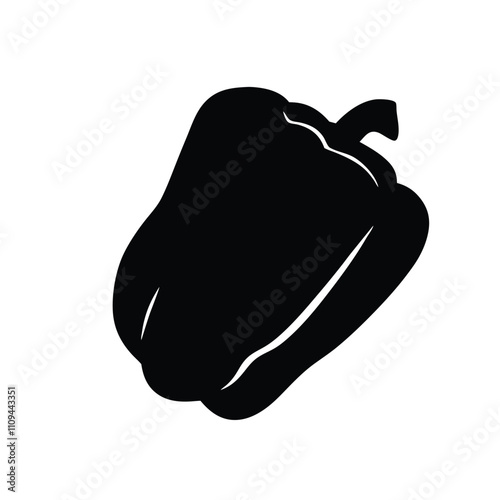 A black pepper is shown in the image. It is a small pepper with a stem. The pepper is cut in half and is placed on a white background