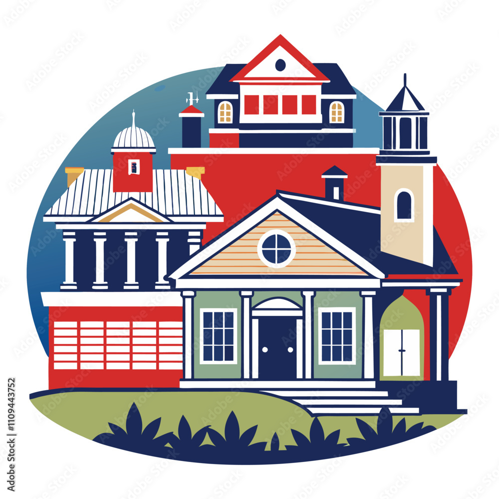 Naklejka premium american classic home and house designs