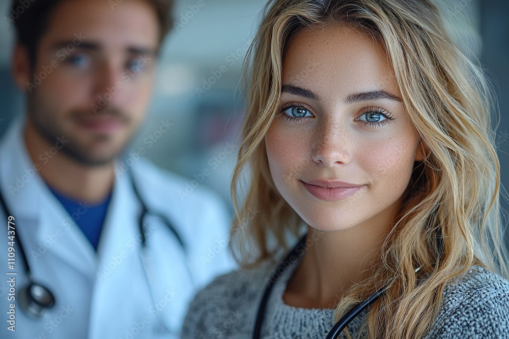 A woman sitting in a medical consultation room, waiting for her heart and lung examination A woman sitting in a medical consultation room, waiting for her heart and lung examination