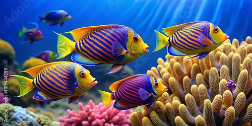 Colorful Fish Swimming in Coral Reef Scene