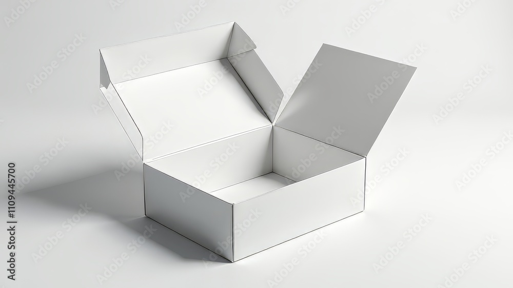Open Box Packaging Mockup - Modern Design, White Background, High-Quality, Realistic Open Box Packaging Mockup - Modern Design, White Background, High-Quality, Realistic
