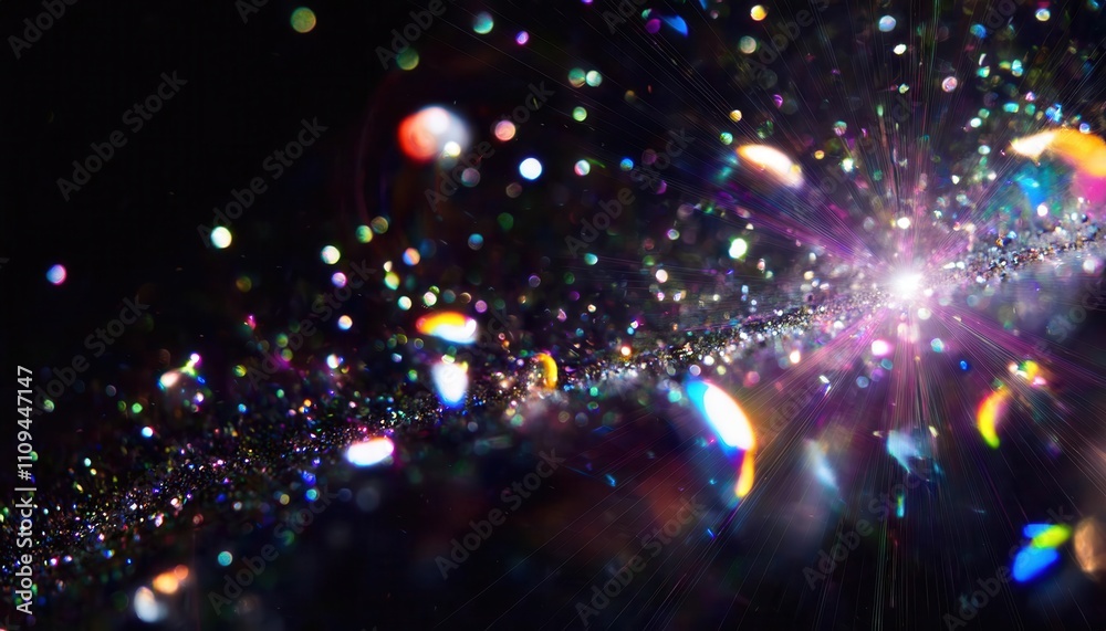 Fototapeta premium Prismatic Light Explosions. Abstract Rainbow Bursts in Cosmic Darkness for Inspirational Art, Tech Backgrounds, or Meditation Visuals. Ideal for Creative Projects and Futuristic Concepts