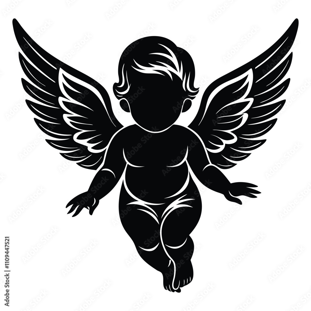 Fototapeta premium baby angel silhouette vector illustration