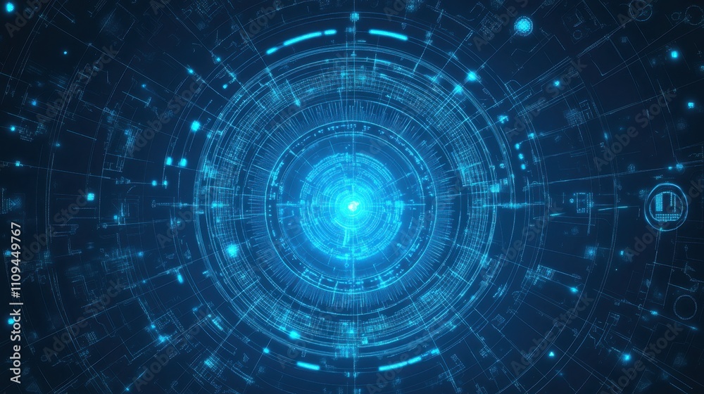 Futuristic Blue Abstract Background with Circular Geometric Patterns Futuristic Blue Abstract Background with Circular Geometric Patterns