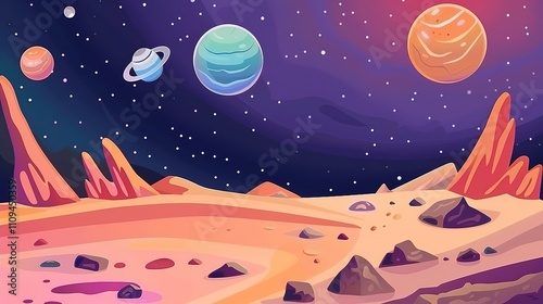 Fantasy Planetary in outer space sky