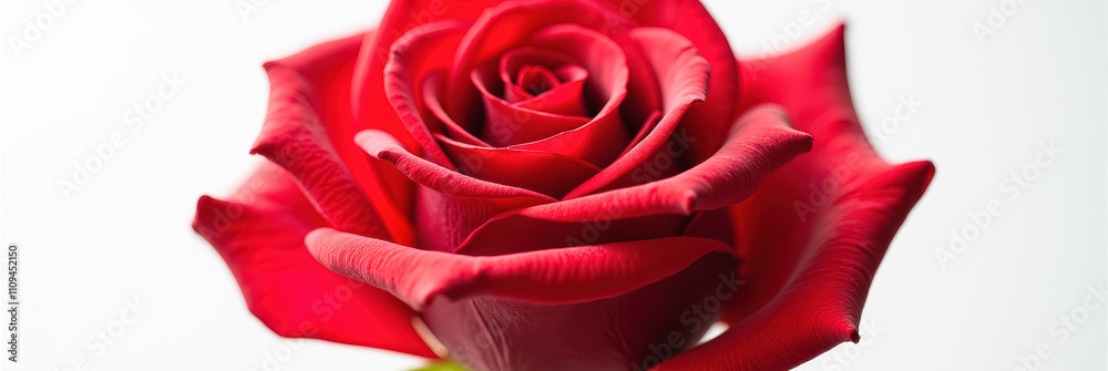 Naklejka premium A close-up photograph of a red rose against a white background