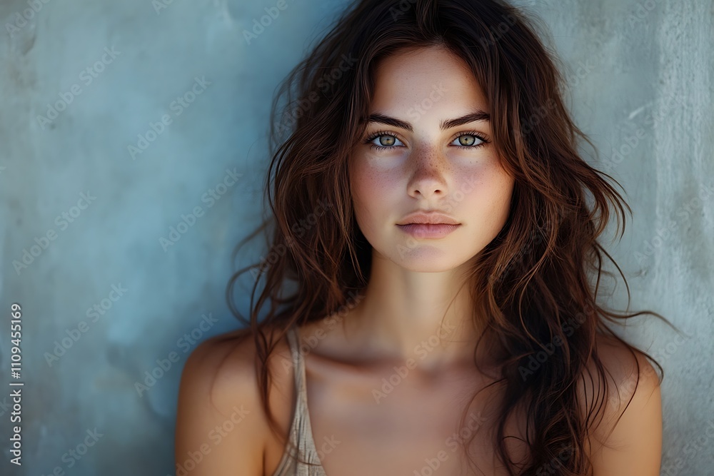 Youthful Girl Candid Portrait Long Hair, Serene Glow Youthful Girl Candid Portrait Long Hair, Serene Glow