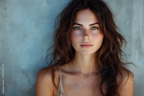 Youthful Girl Candid Portrait Long Hair, Serene Glow