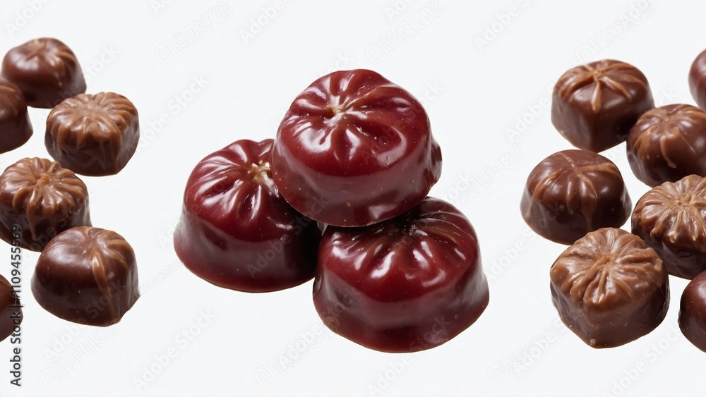 Collection of strawberry pralines isolated on transparent or white background Collection of strawberry pralines isolated on transparent or white background