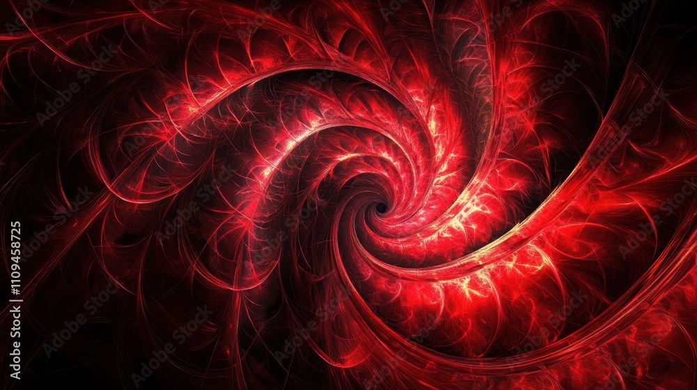 Swirling Red Fractal Pattern with Vivid Energy and Depth Illustration Swirling Red Fractal Pattern with Vivid Energy and Depth Illustration