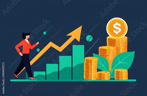 Business profitability concept through revenue growth illustrating high return and value increase with strong financial management photo