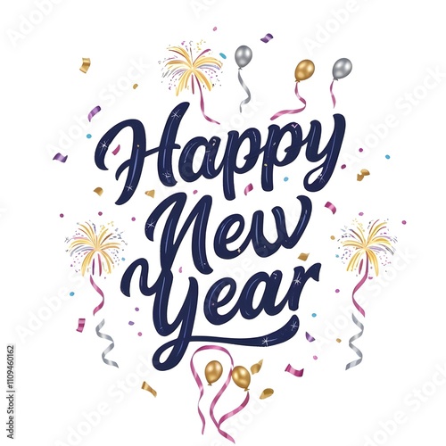 Happy New Year. Lettering text for Happy New Year