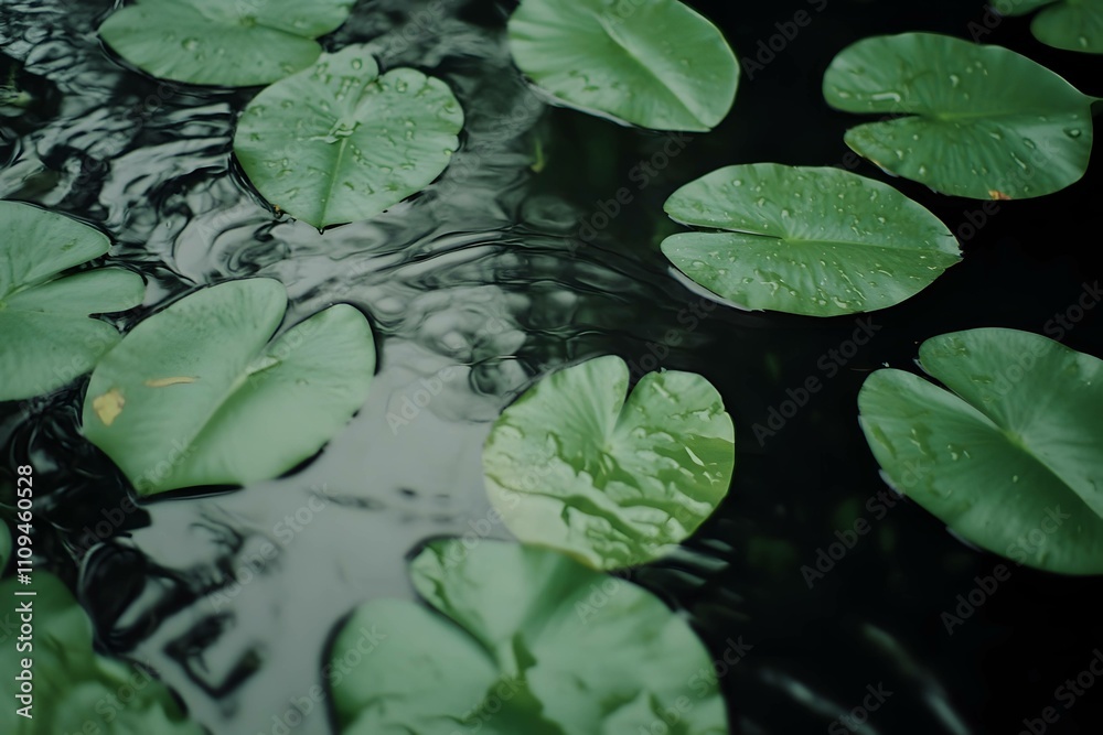 Water plants reflection on water