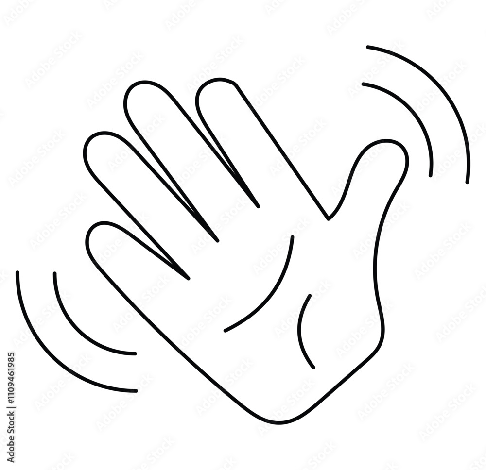 Obraz premium wave hand icon. hand hello icons. Hand waving, hand gesture, hello, hi, bye, wave hello, goodbye, greeting symbol for web site mobile app . Vector illustrator eps 10.